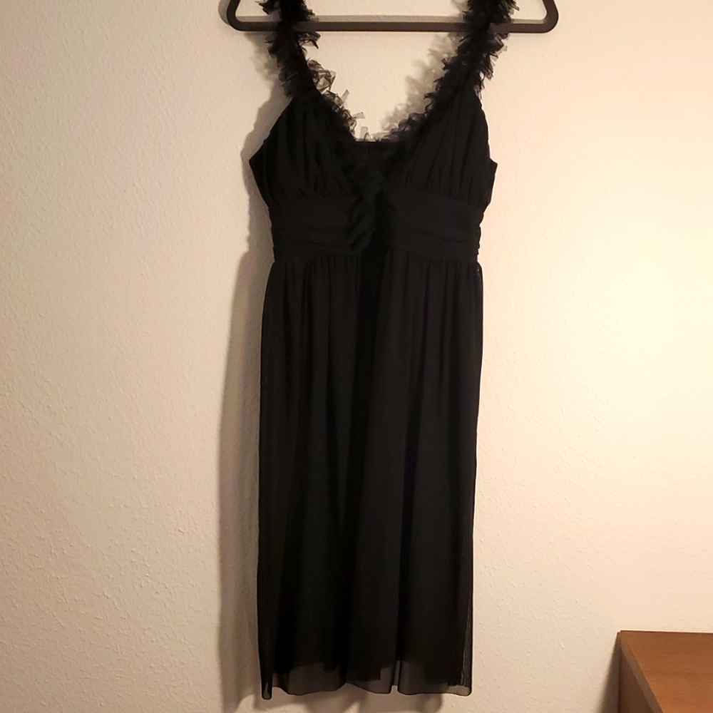Black tulle midi dress
